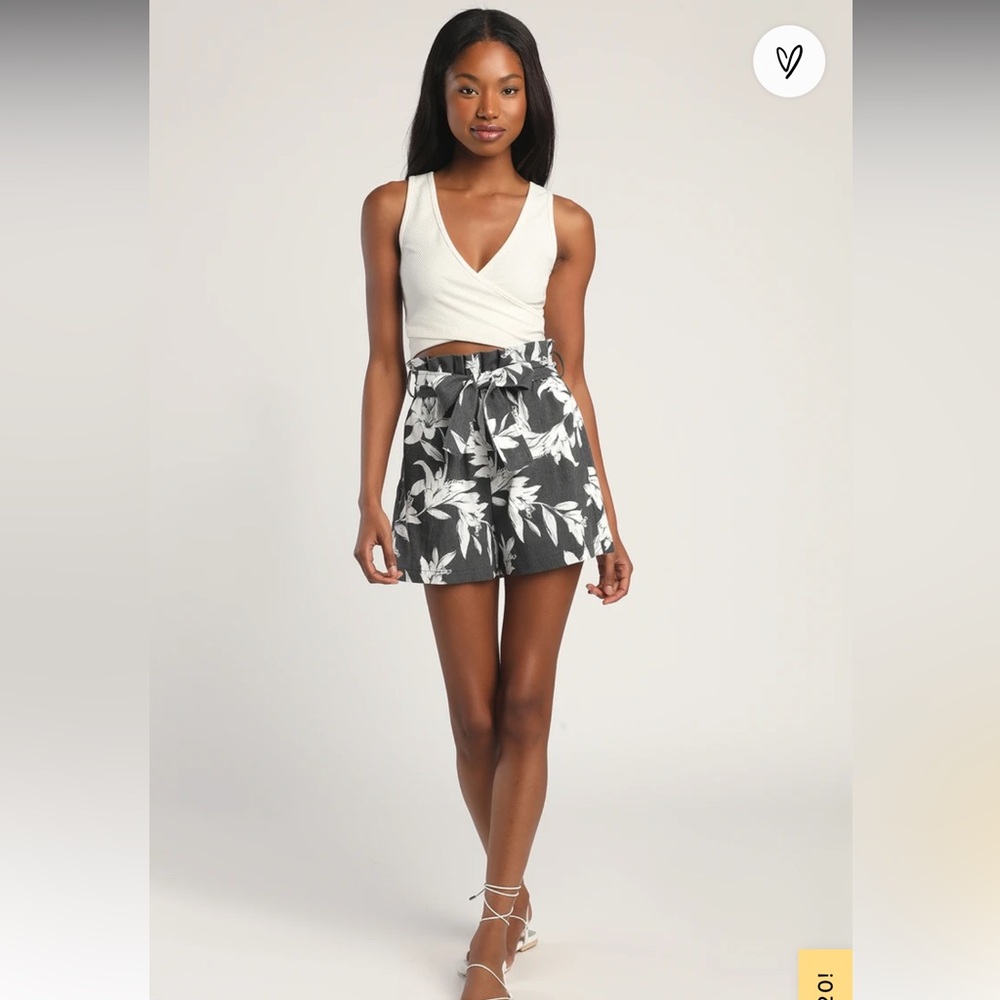 Lulu’s Bet on The Best Ivory Ribbed Sleeveless Faux Wrap Crop Top - Small